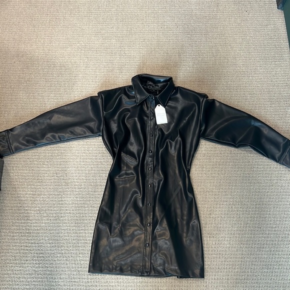 English Factory Dresses & Skirts - ENGLISH FACTORY faux leather cinched mini dress with snap bottoms in black M